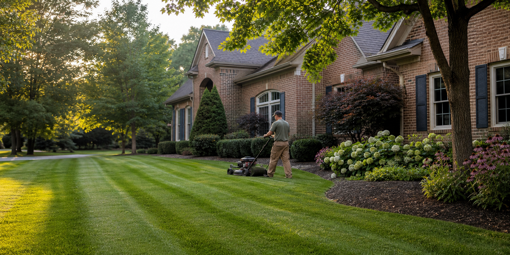 Professional lawn care on a Louisville residential property